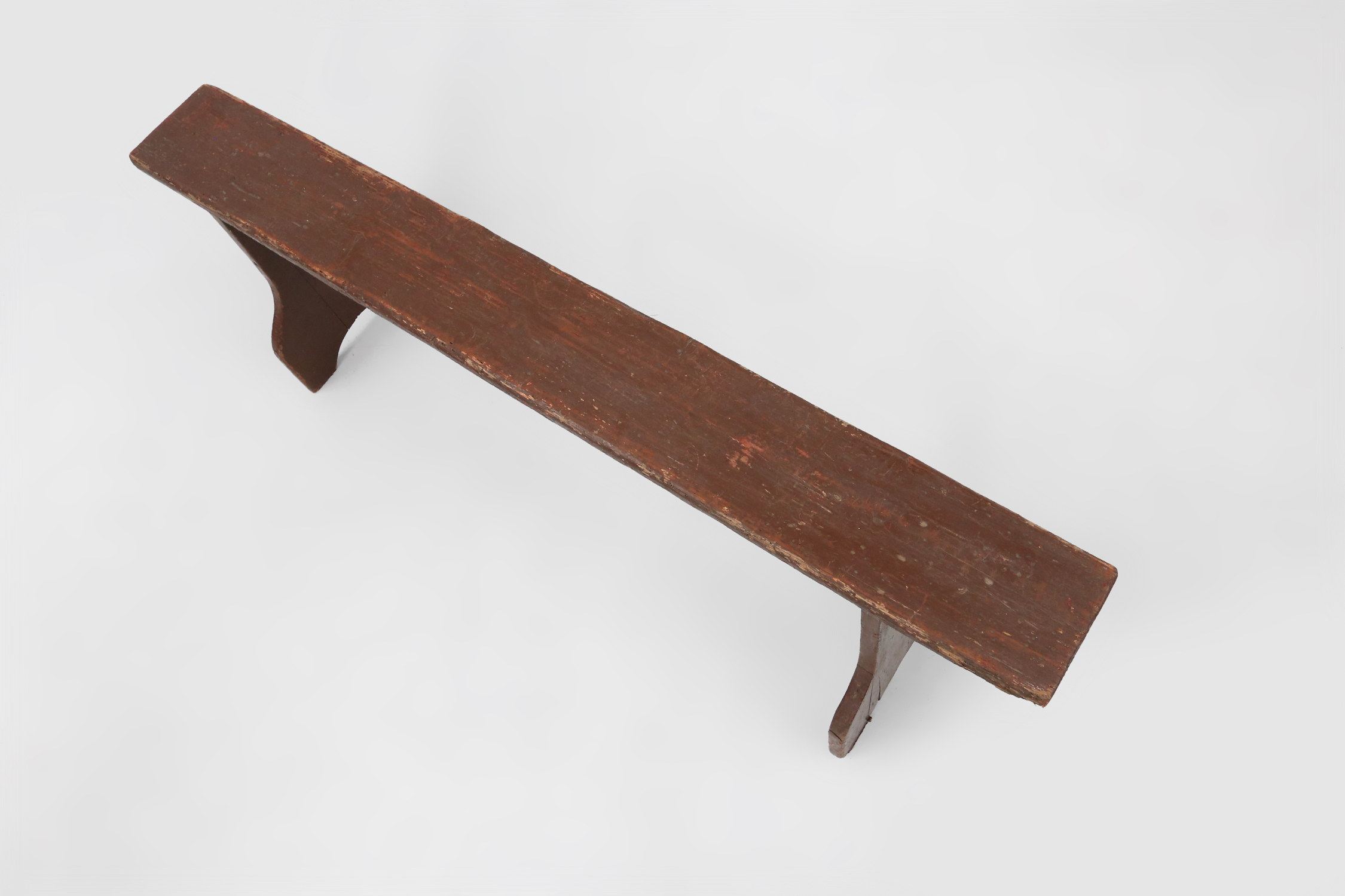 Mid-century rustic bench in brown painted wood, France ca. 1890thumbnail